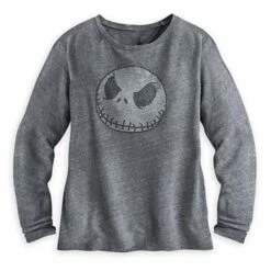 Disney Womens Shirt - Jack Skellington - Studded Long Sleeve Grey