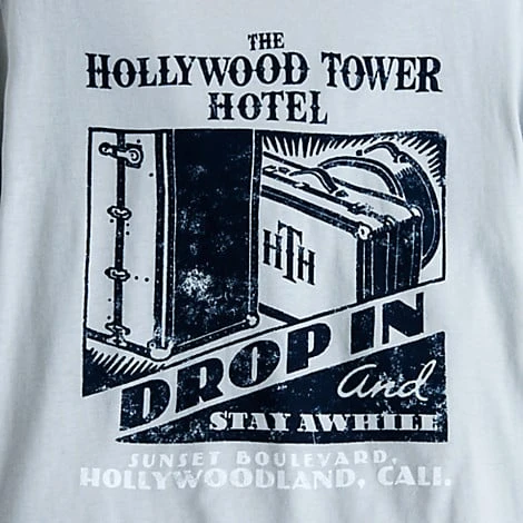 Disney Adult Shirt - Hollywood Tower Hotel - Drop In And Stay Awhile - Image 2