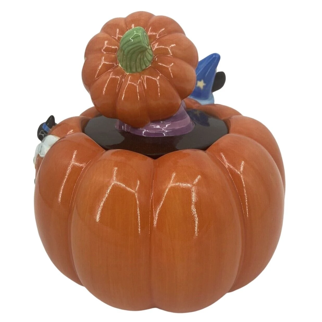 Disney Cookie Jar - Halloween Pumpkin - Sorcerer Mickey Cheshire Cat Lucky Tinker Bell - Image 2