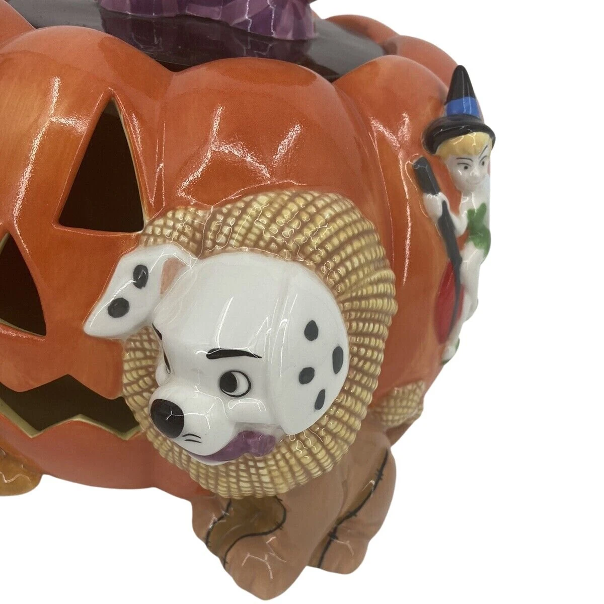 Disney Cookie Jar - Halloween Pumpkin - Sorcerer Mickey Cheshire Cat Lucky Tinker Bell - Image 4