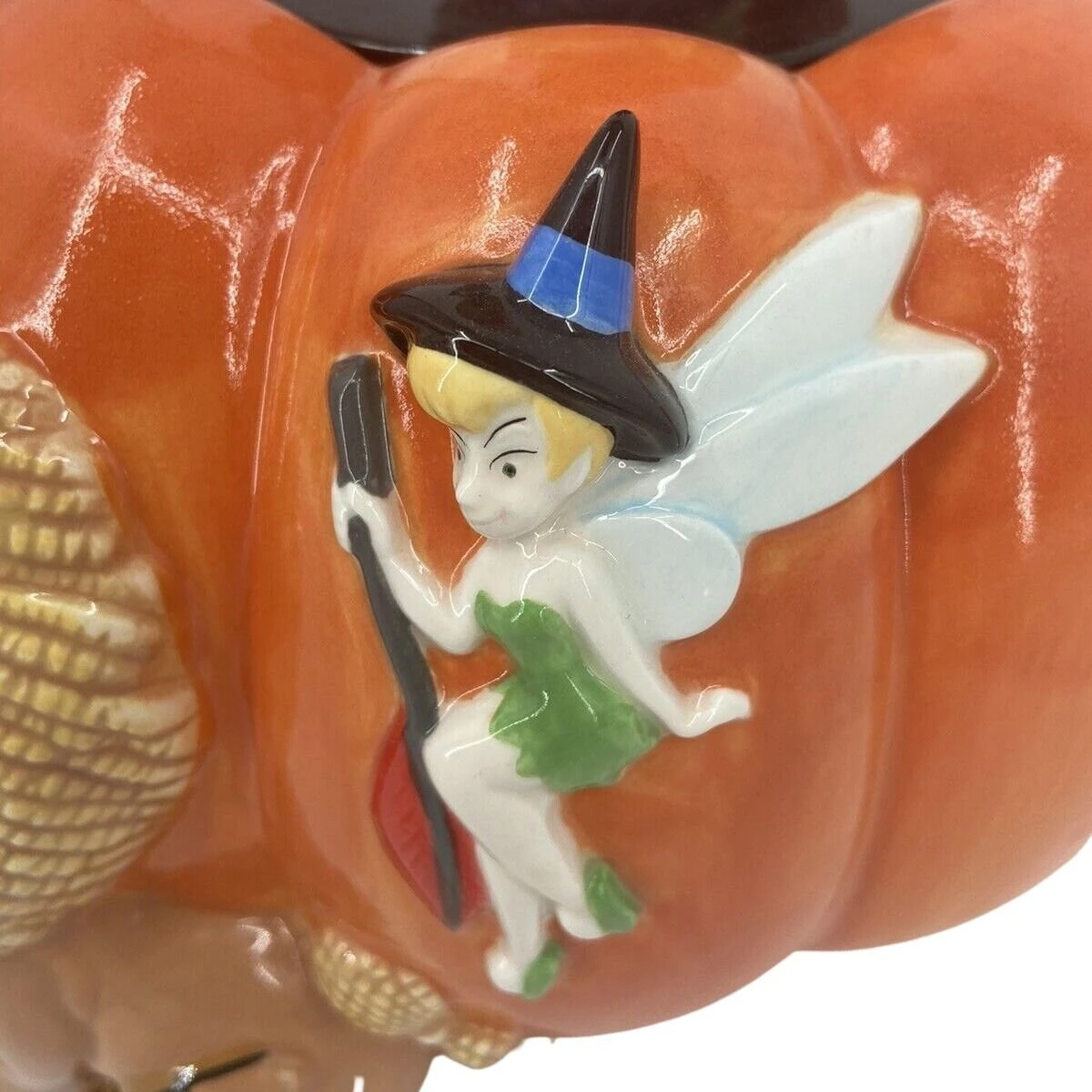 Disney Cookie Jar - Halloween Pumpkin - Sorcerer Mickey Cheshire Cat Lucky Tinker Bell - Image 6