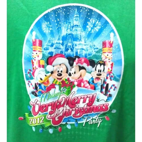 Disney Adult Shirt - 2012 Mickey's Very Merry Christmas Party - Green - Image 2