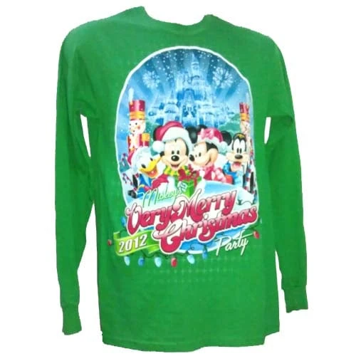 Disney Adult Shirt - 2012 Mickey's Very Merry Christmas Party - Green