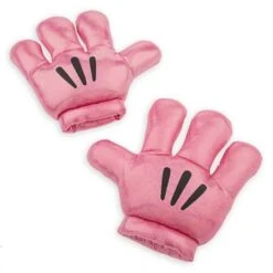 Disney Plush Hands - Mickey Mitts Gloves - Pink Metallic - Black Details