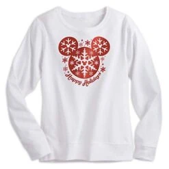 Disney LADIES Long Sleeve Shirt - Happy Holidays Mickey Snowflake Icon