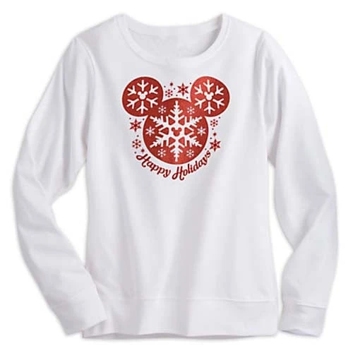 Disney LADIES Long Sleeve Shirt - Happy Holidays Mickey Snowflake Icon