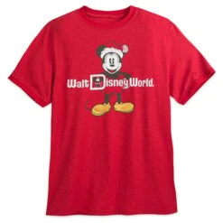 Disney ADULT Shirt - Santa Mickey Mouse - Red