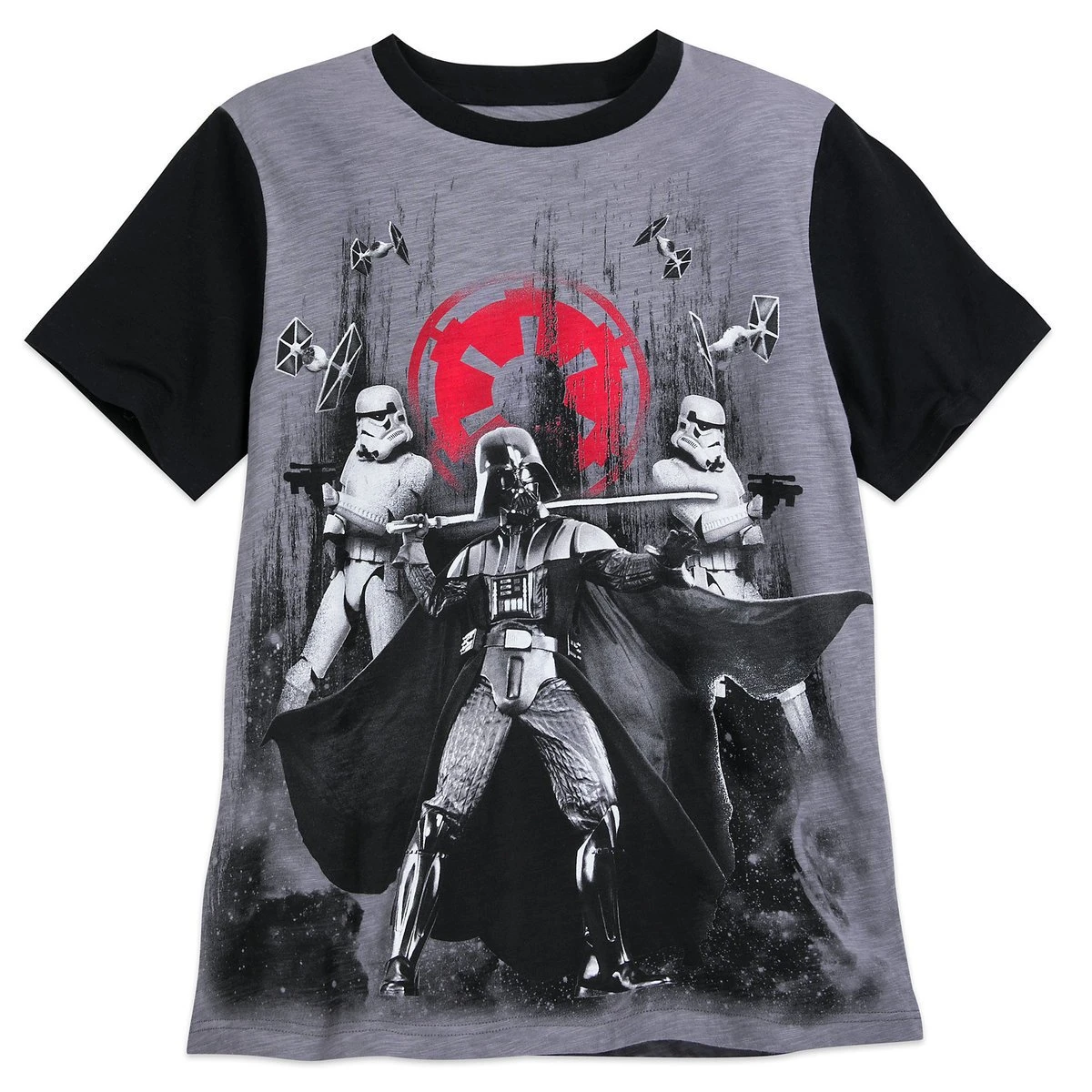 Disney Men's Shirt - Star Wars - Darth Vader And Stormtroopers Raglan