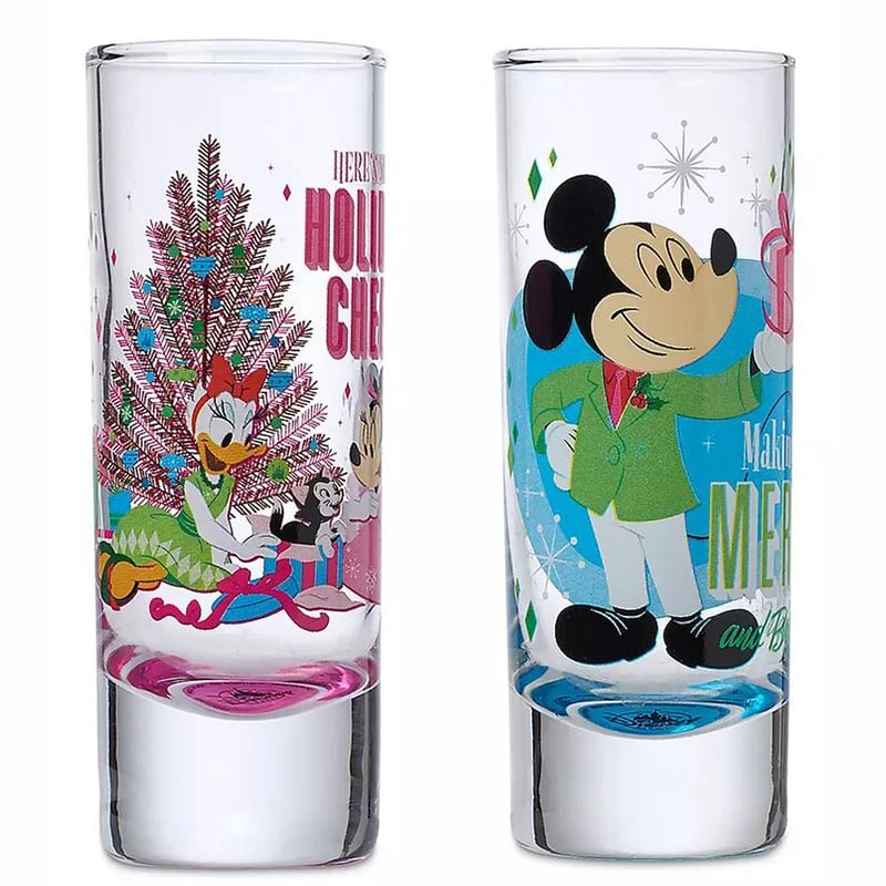 Disney Shooter Shot Glass Set - Mickey & Minnie Retro Holiday Toothpick Holders - Image 2