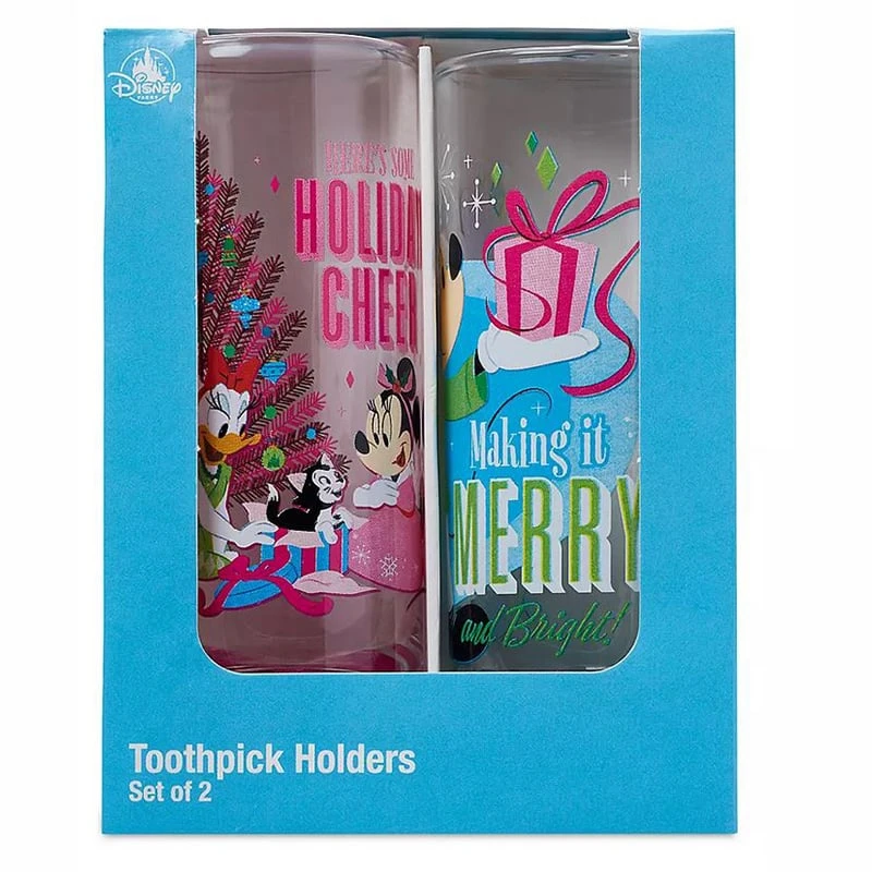 Disney Shooter Shot Glass Set - Mickey & Minnie Retro Holiday Toothpick Holders - Image 3