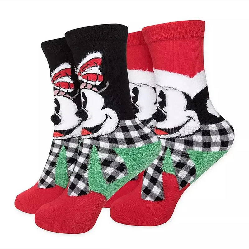 Disney Youth Socks Gift Box Set - Holiday Mickey & Minnie Mouse - Delivering Some Holiday Cheer