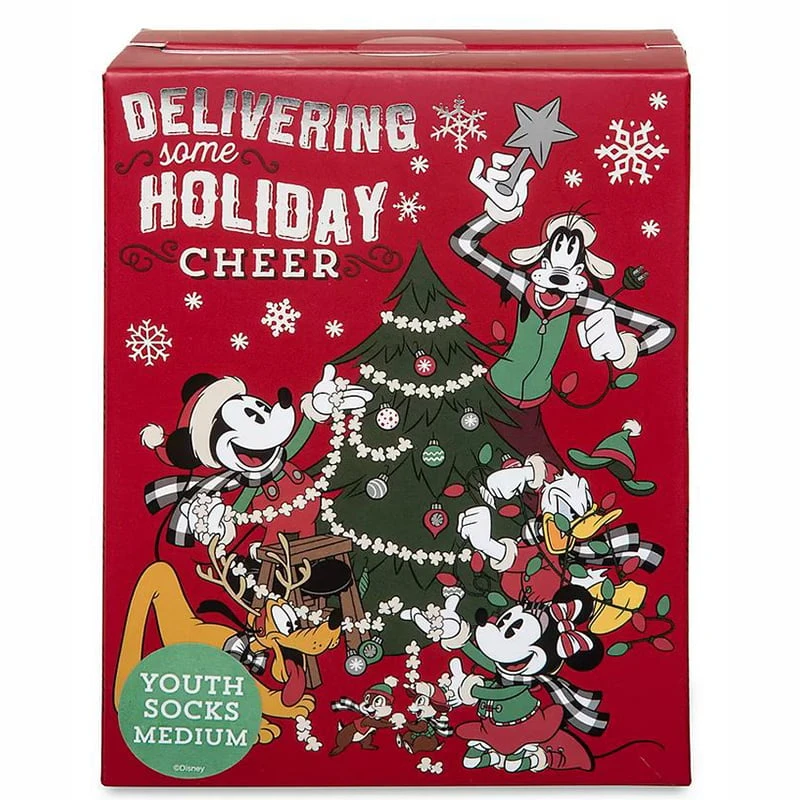 Disney Youth Socks Gift Box Set - Holiday Mickey & Minnie Mouse - Delivering Some Holiday Cheer - Image 2