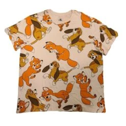 Disney Adult Shirt - Allover Print - The Fox And The Hound - Todd And Copper