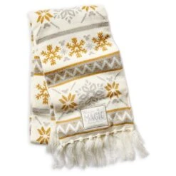 Disney Knit Scarf - Mickey Mouse Silver And Gold - Snowflakes