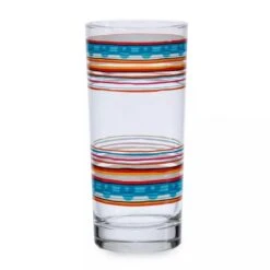 Disney World Showcase Striped Glass Tumbler - Mickey Mouse Icon - Mexico