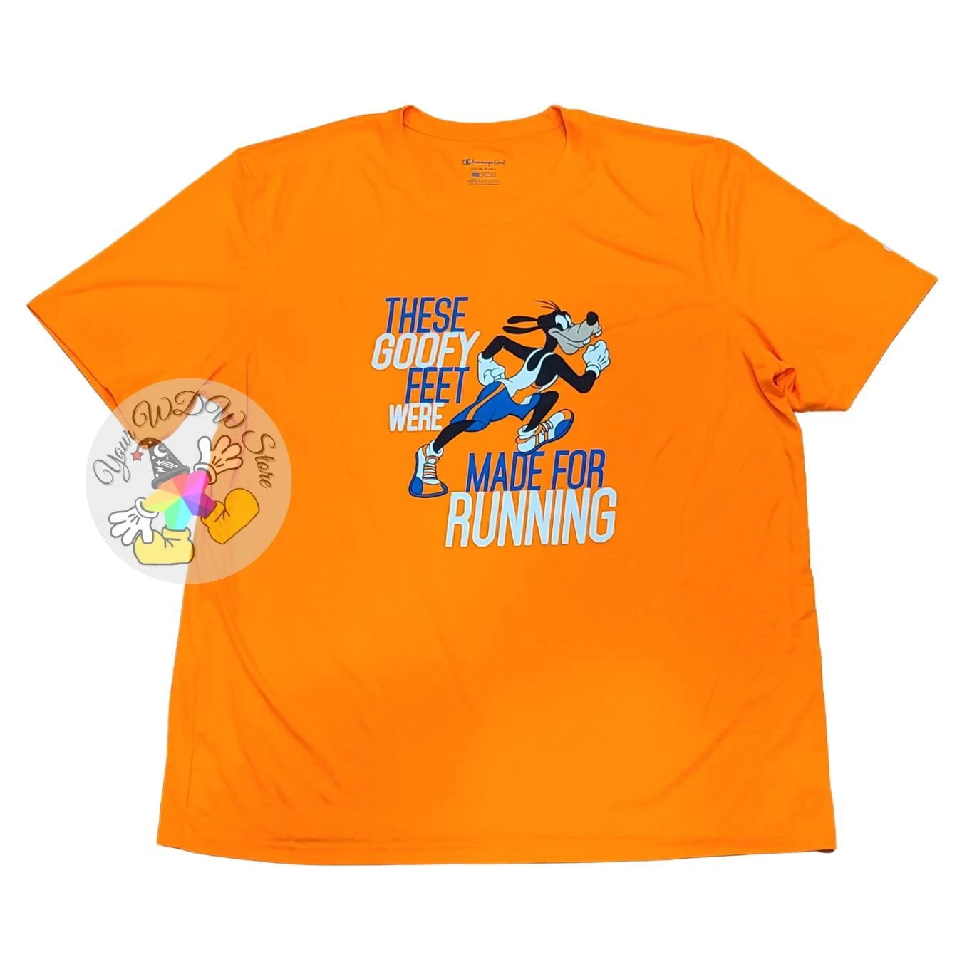 Disney Adult Shirt - RunDisney Double Dry Tee - Goofy Made For Running - Orange